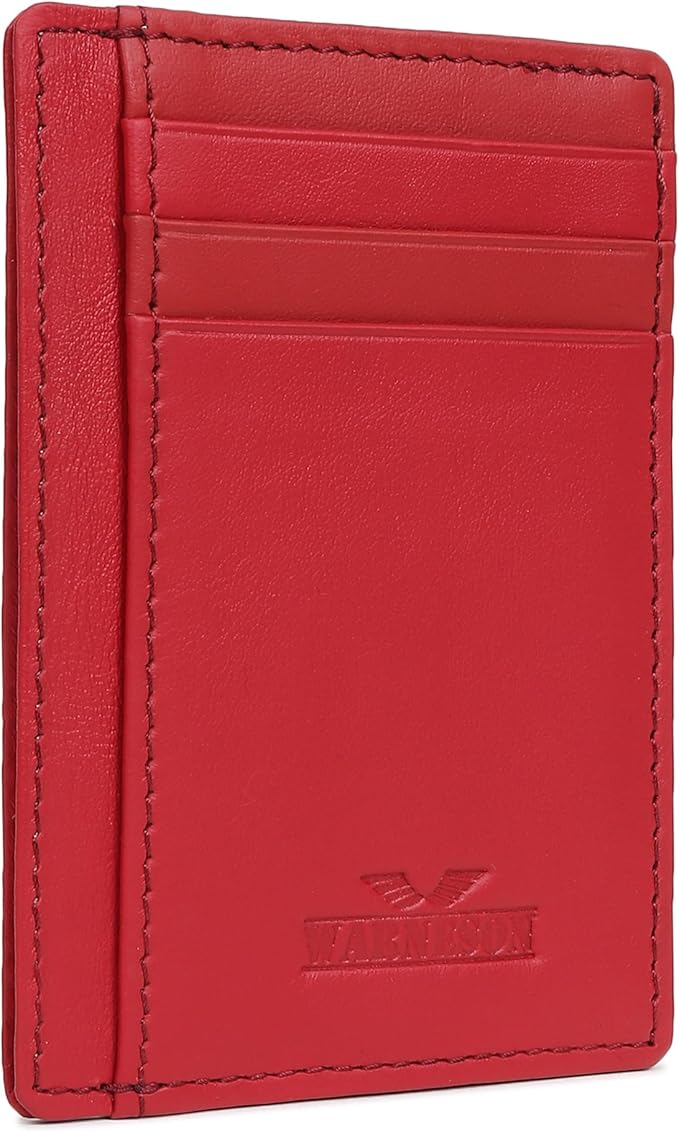 Ultra Slim Leather Wallet Just 0.12 Thick, 6 Card Slots, RFID Blocking, Soft, Durable, Minimalist Genuine Leather, Credit Card Holder for Men & Women Great Gift