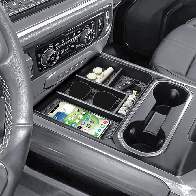 HGWEI Center Console Organizer Compatible with 2024-2026 Chevy Silverado 2500 HD/3500HD Interior Accessories, Armrest Compartment Divider Insert Storage Tray (Fit Full Console w/Bucket Seats Only)