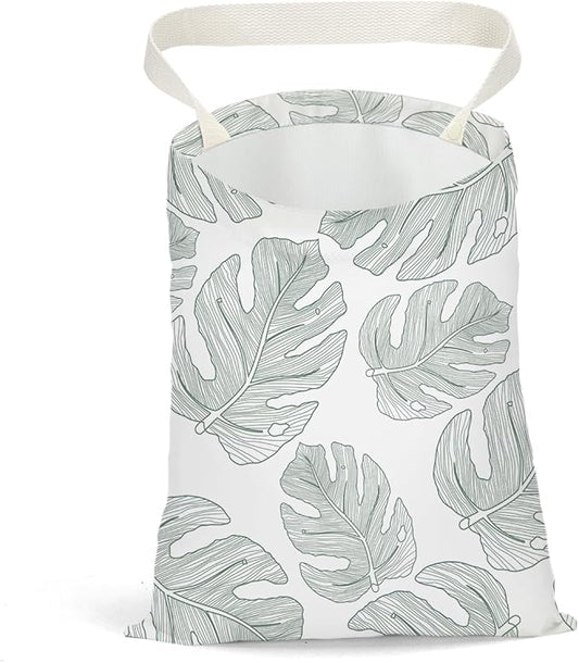 Car Trash Bag Car Garbage Bag Hanging Cars Trash Can, Waterproof Cars Back Seat Organizer for Vehicle Travelling Campingg Eucalyptus Palm Leaves Decor