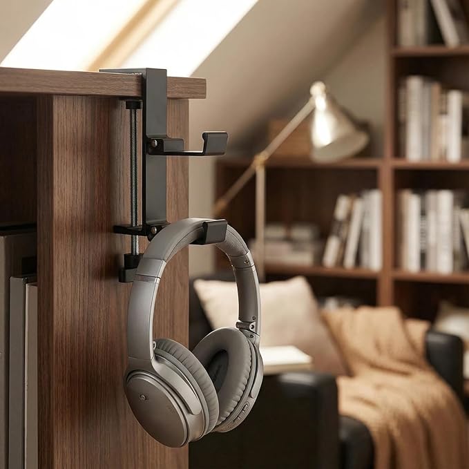 JAKO New Foldable Headphone Stand for Desk, Aluminum Alloy Headphone Holder - Headset Stand Hook Space Save Mount, Universal Fit PC Gaming Headsets Holder Under Desk Clamp for Office, Computer Table