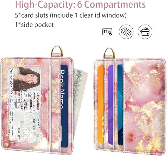 Slim Minimalist Front Pocket RFID Blocking Credit Card Holder Small Wallet Cute Card Cases for Women,Gold Pink