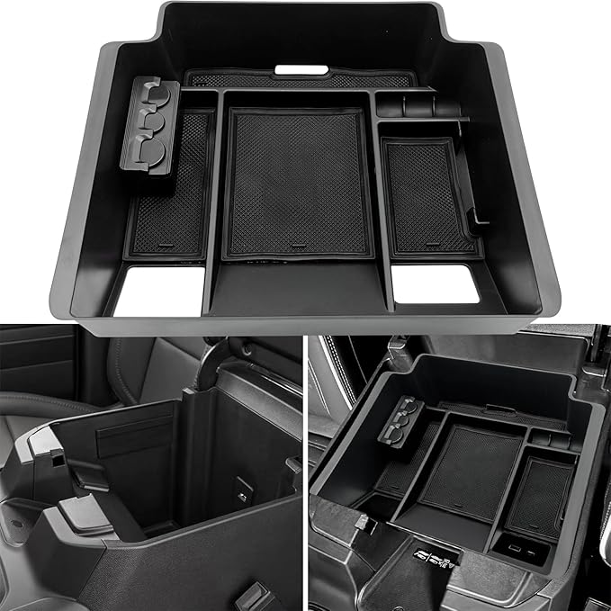 Center Console Organizer fit for GMC 2023 2024 2025 Sierra/Chevy Silverado 1500 Accessories, 2024-2025 2500HD 3500HD (Wireless Charger With Full Console w/Bucket Seats Only)