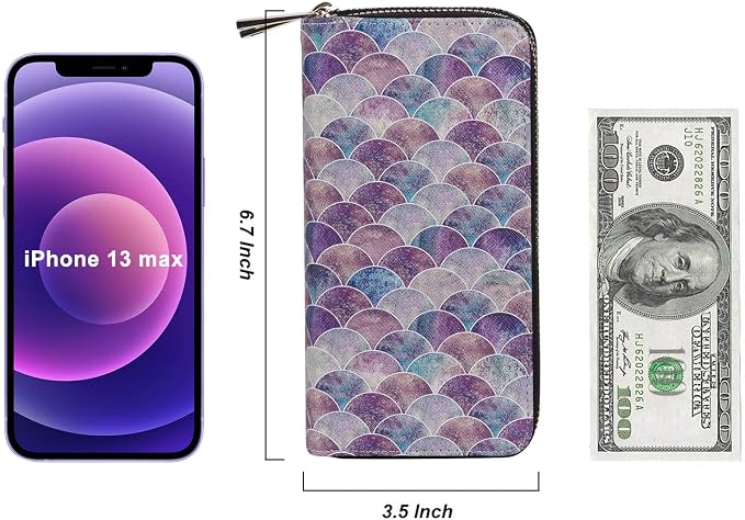 Cellphone Wallet for Women Dual Zipper Long Purse with Removable Wristlet