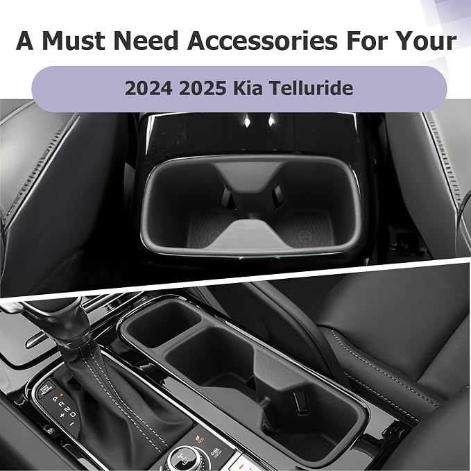 LUWU Cup Holder Compatible with 2024 2025 2026 Kia Telluride Center Console Organizer Drink Holder Replacement for 2025 2026 Kia Telluride Accessories Center Console & Rear Seat Cup Holder 2-Pack