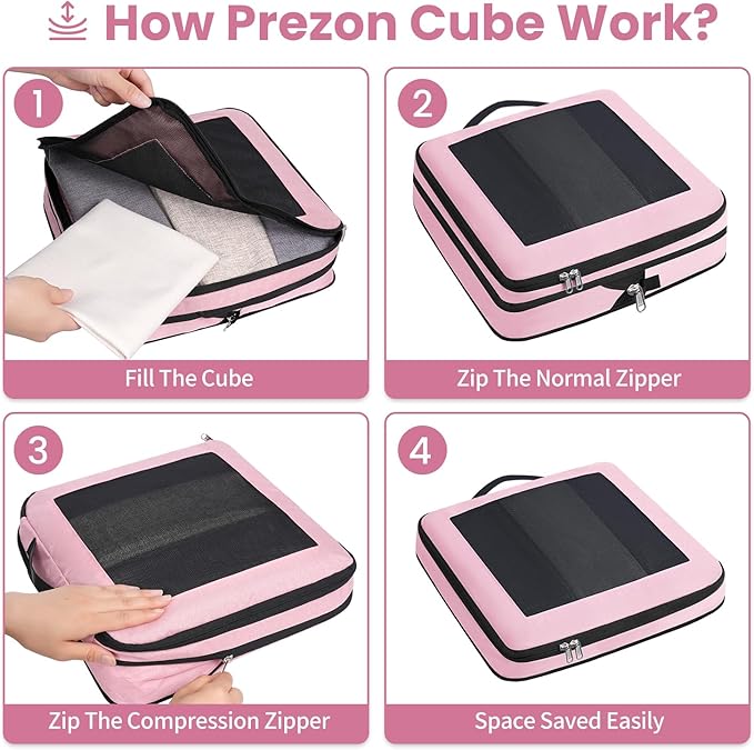 Compression Packing Cubes for Travel, Lightweight Vacation Travel Essentials, Travel Accessories for Suitcase Organizer Bags Set, Durable Luggage Organizer