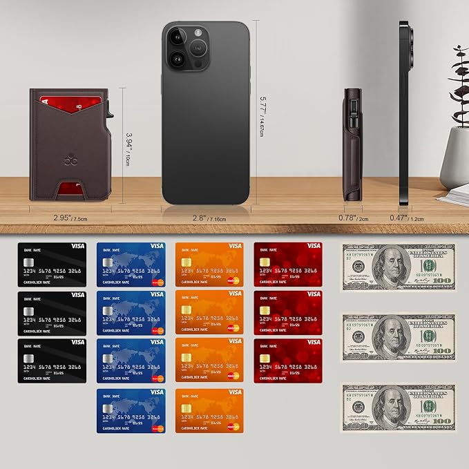 SEMORID Wallet for Men Wallet with Slim Pop Up Card Holder 9-13 Cards, Bifold Minimalist Smart Wallet RFID Blocking Credit Card Holder with ID Window & Stretchable Cash Slot