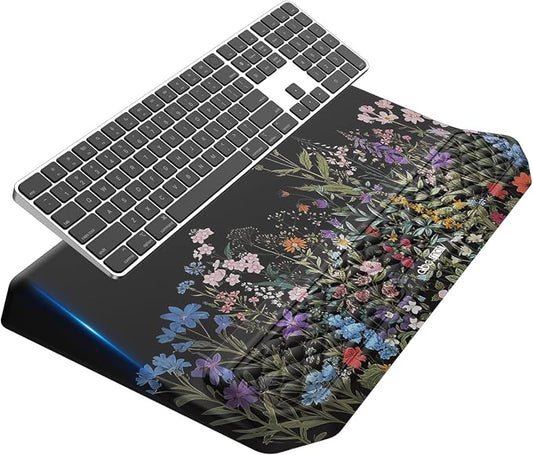 2-in-1 Ergonomic Keyboard Stand with Wrist Rest, Comfy Keyboard Riser Holder with Massage Design, Flower