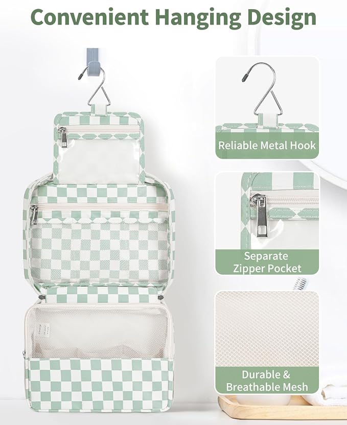 Narwey Small Hanging Travel Toiletry Bag for Women, Travel Bag for Toiletries, Makeup Bag Organizer Cosmetic Bags Make Up Bags for Girls