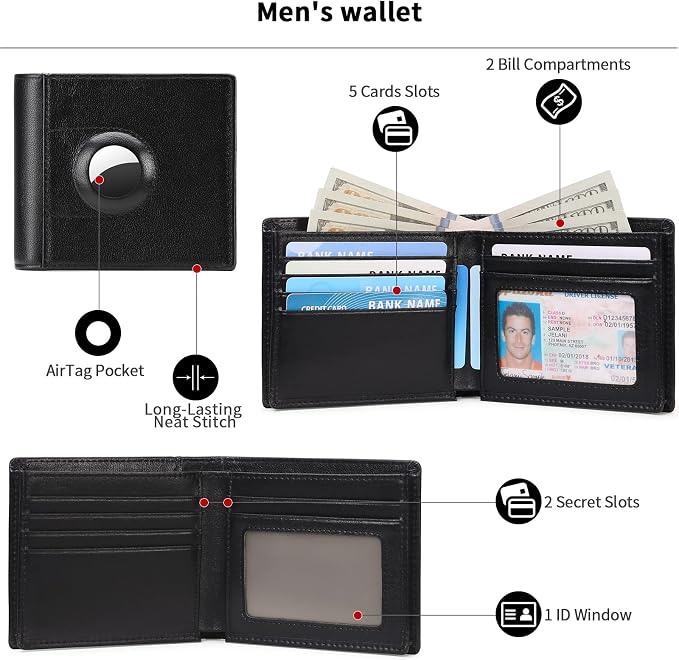 FALAN MULE Wallet for Men Genuine Leather RFID Blocking Credit Card Holder for Men