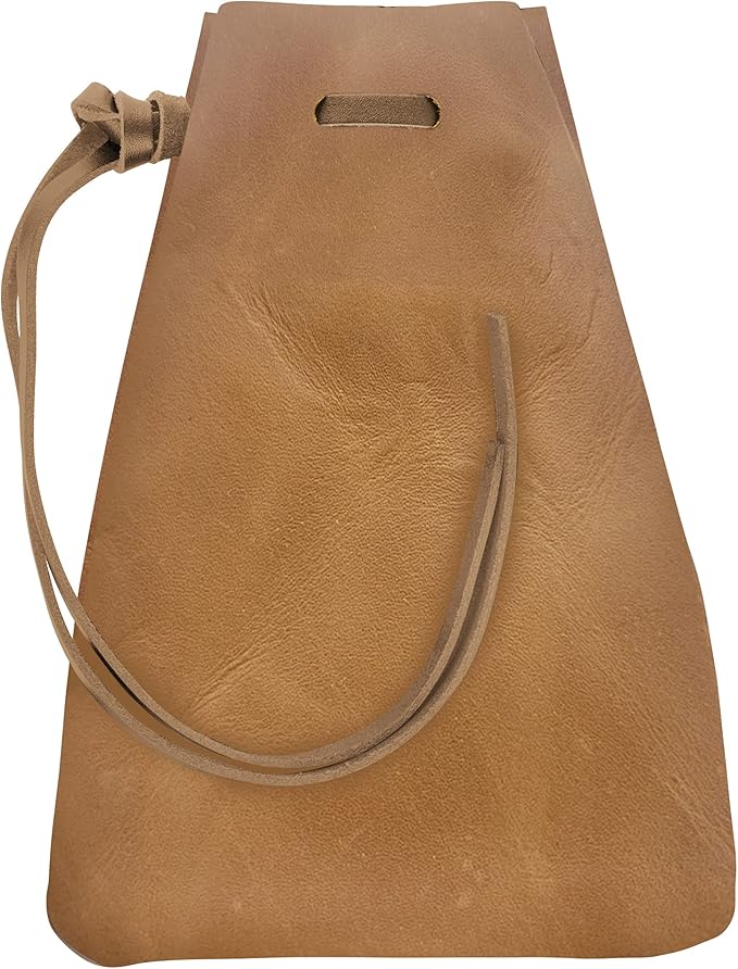 Nabob Leather Leather Drawstring Pouch, Coin Bag, Medicine Tobacco Pouch Medieval Reenactment Made in U.S.A Size 8.5" x 6"