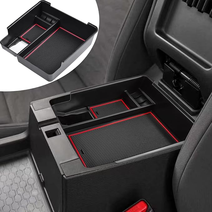 Center Console Organizer Fit Nissan Frontier 2022-2026, Red Trim | Compatible with Frontier 2022 2023 2024 2025 2026, Pickup Truck Armrest Secondary Storage Box, ABS Insert, Glove Box Tray