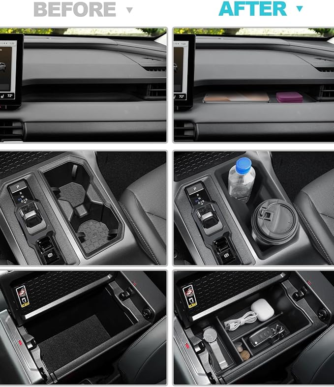 CDEFG 3Pcs for 2026 Toyota RAV4 Center Console Organizer for 2026 Toyota RAV4/ 2026 Toyota RAV4 Hybrid Accessories Middle Console Armrest Tray & Passenger Side Storage Box & Cup Holder