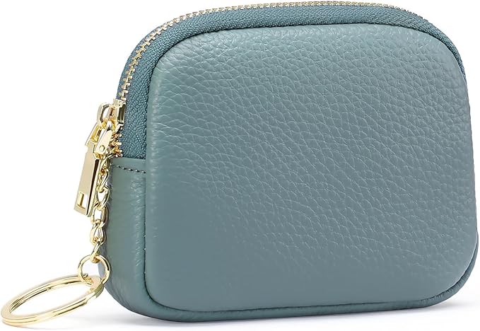 SENDEFN Mini Coin Purse Soft Leather Small Coin Pouch Purses Women Zipper Pocket with Key Ring