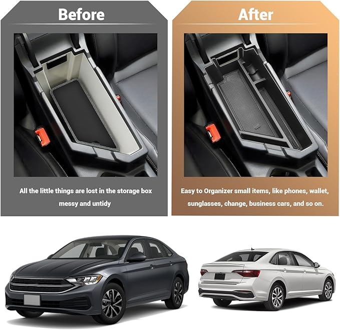 YEE PIN VW Jetta 2025 Console Organizer for 2024 2025 Volkswagen Jetta Center Console Organizer Tray 2020-2025 VW Jetta Accessories S/SE/SEL/Sport/GLI 2024 2025 VW Jetta Center Console Tray Insert