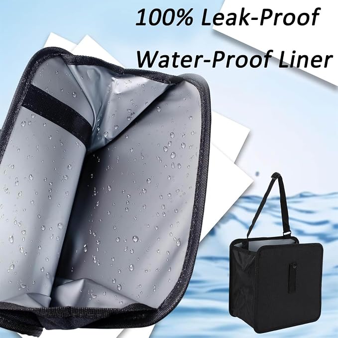 Car Trash Can, Oxford Cloth Foldable Car Trash Bin Hanging, 1.85 Gallon Capacity Garbage Bag Organizer, Leak-Proof Waterproof Auto Storage Container (Medium)