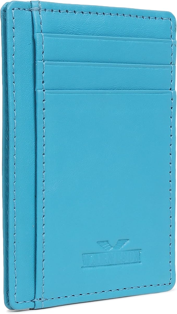 Ultra Slim Leather Wallet Just 0.12 Thick, 6 Card Slots, RFID Blocking, Soft, Durable, Minimalist Genuine Leather, Credit Card Holder for Men & Women Great Gift