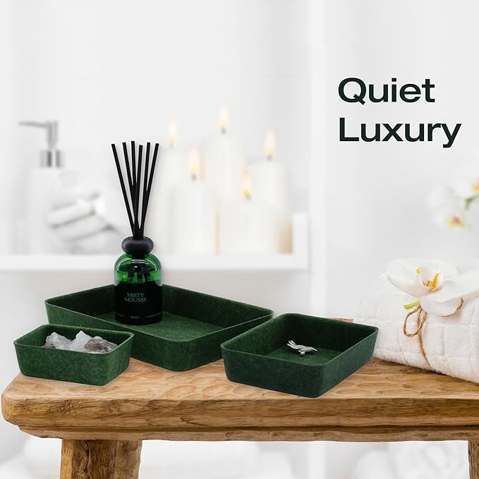 Welaxy Drawer organizers trays felt storage bins drawers dividers organizer boxes for office home interior cozy decor gifts pack 7-piece (Forest Green)
