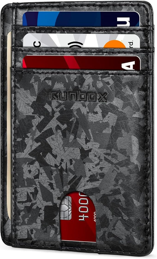 RUNBOX Slim Minimalist Front Pocket RFID Blocking Leather Wallets for Men and Women Card Holder Wallets Gifts for men