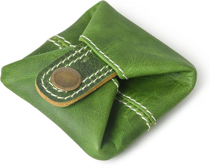 Jajmo Legacy Leather Coin Pouch Change Holder Mini Pocket Wallet for Men Women (Green, Pack of 1)