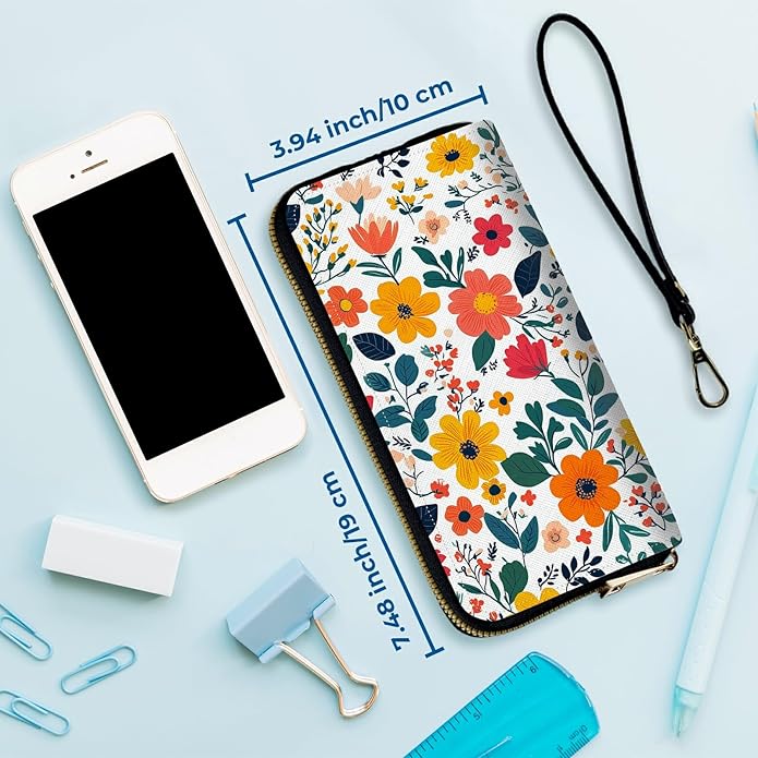 Wristlet Wallet for Women, RFID Blocking Phone Wallet, Large Capacity Zip Around Clutch, Fits iPhone 15 Pro Max, Travel Organizer Purse