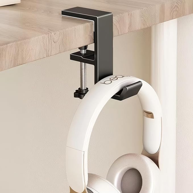JAKO Headphone Stand - Aluminum Alloy Headphone Holder, Under Headset Stand for Desk Fit for PC Gaming Headset Hanger Hook Suitable for Office, Computer, Student Class Desk, Handmade Creator Table