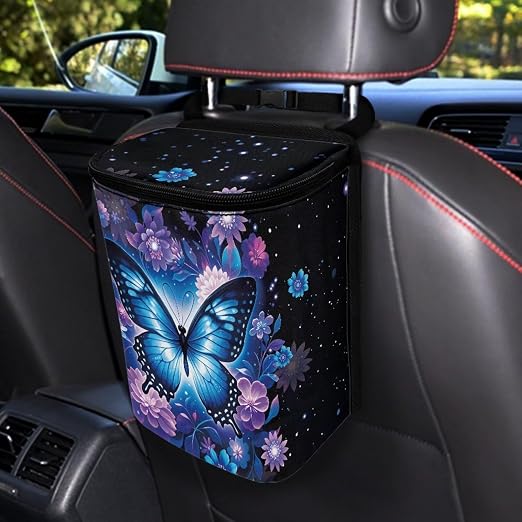 Forest Mushroom Car Trash Can with Lid Hanging Car Trash Bag Leak-Proof Portable Cars Garbage Bin Truck Sedan Accessories Interior Cars Organizer