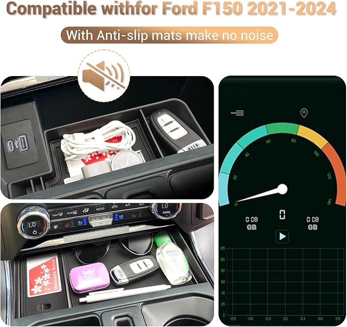 [2-Pack] F150 Console Organizer Compartment Cover for 2021-2025 2026 Ford F150 & 2022-2024 Lightning XLT F150 Center Console Tray Middle Console Storage Hidden Tray for 2022 Ford F150 XLT Accessories