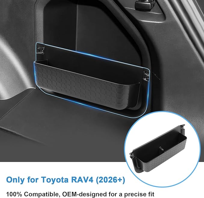 2026 RAV4 Console Organizer (Cargo Side), for Toyota RAV4 (LE/SE/XLE Premium/Woodland/XSE/Limited), Durable ABS &Anti-Slip Cargo Side Pockets Insert 2026 RAV4 Accessories