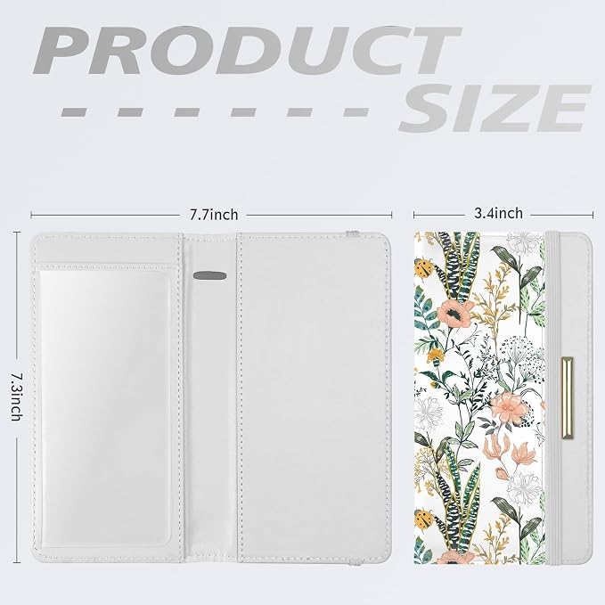 Letter Checkbook Cover, RFID Blocking Checkbook, Stylish, Lightweight, Slim Durable, Multi-Functional Checkbook Holder for Personal and Business Checks (Flower and Grass)