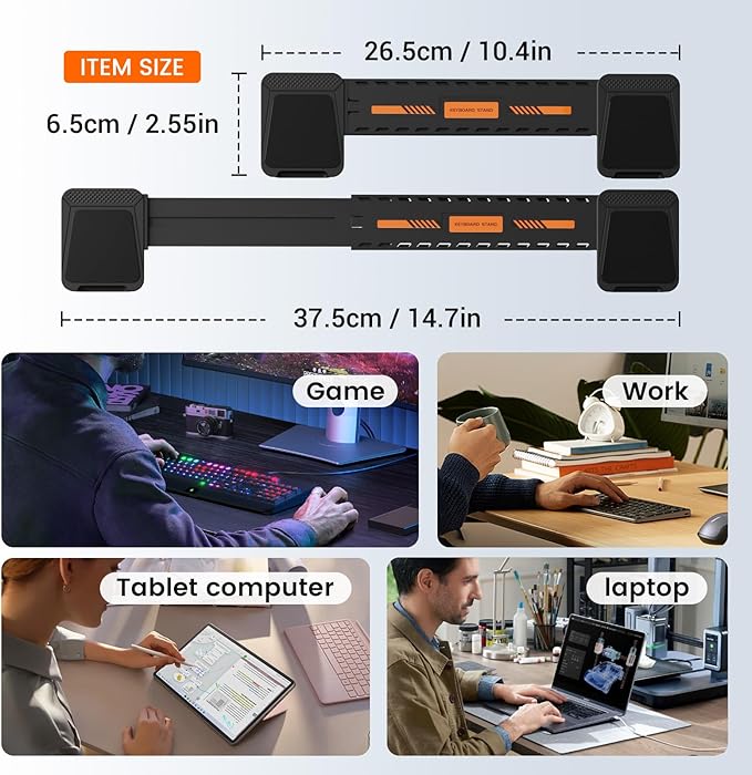 HONKID Computer Keyboard Stand for Desktop,Adjustable Keyboard Riser for Apple Magic Keyboard and Flat-Back Keyboards Only, Ergonomic Office Desk Accessories