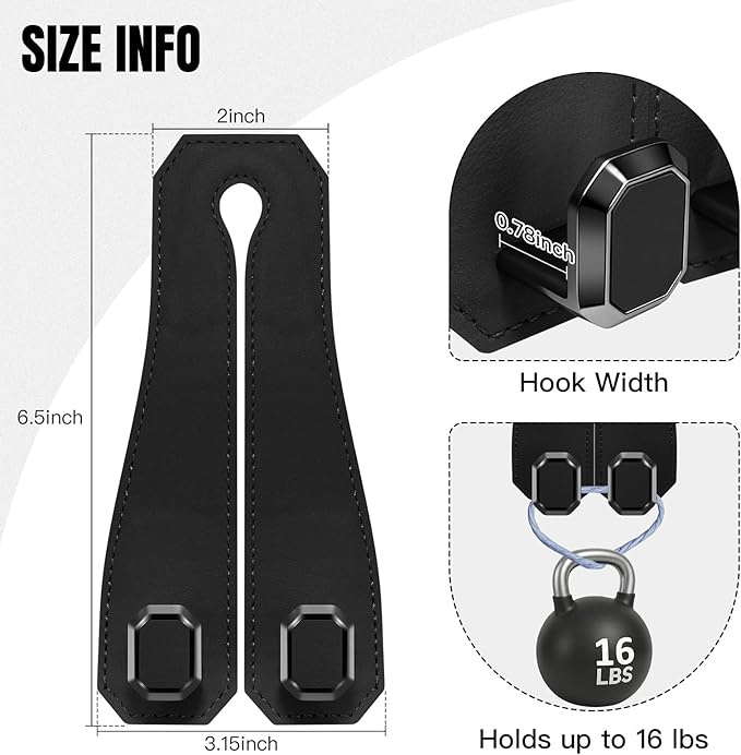 2PCS Car Hooks for Headrest, Faux Leather Purse Hook for Car Seat Back Organizers and Storage, Double Metal Purse Holder Bag Hanger, Universal Car Interior Accessories for Women Man