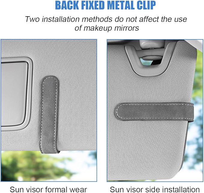 Sunglass Holder for Car Visor, Magnetic Auto Sun Visor Eyeglasses Ticket Card Double Clip, Vehicle Interior Glasses Hanger Organizer Accessories, Universal for SUV Sedan Truck(Brown)