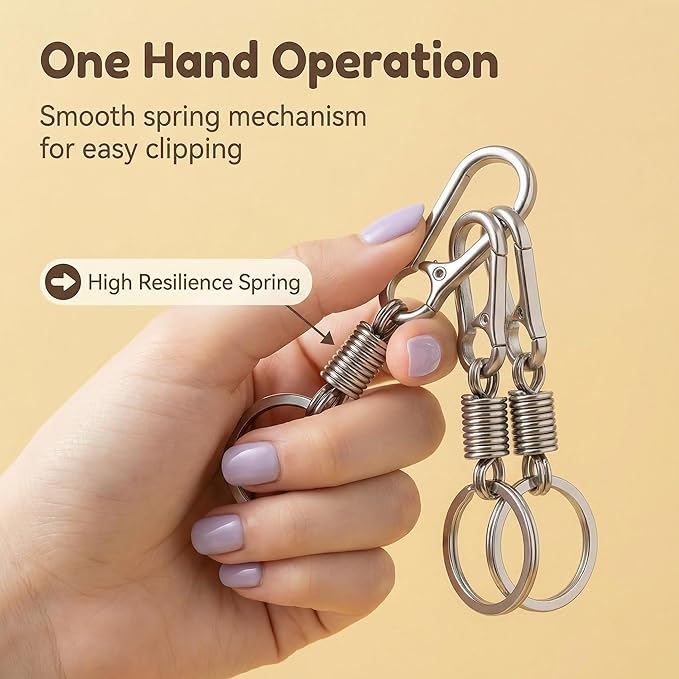 4 Pack Heavy Duty Carabiner Keychain Clip 4 Pack, Spring Loaded Zinc Alloy Quick Release Key Ring Holder for EDC Commute Dog Walking Gym Hiking Workshop Travel