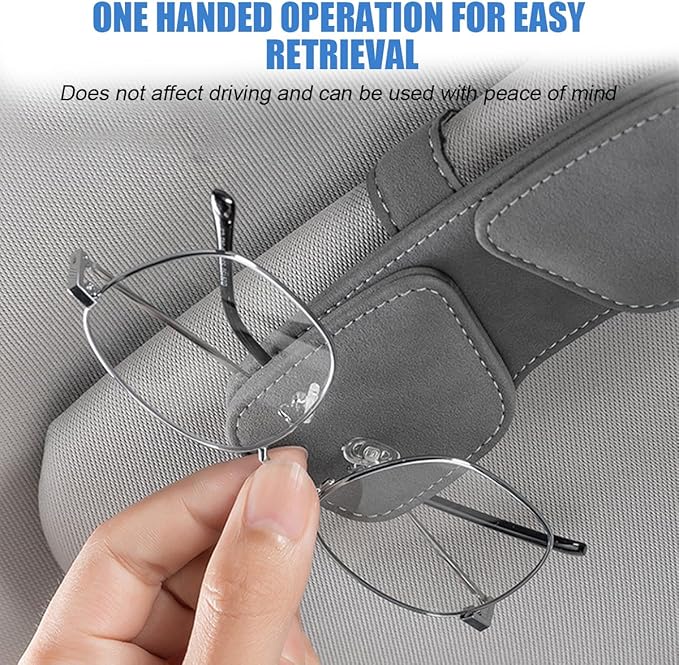 Sunglass Holder for Car Visor, Magnetic Auto Sun Visor Eyeglasses Ticket Card Double Clip, Vehicle Interior Glasses Hanger Organizer Accessories, Universal for SUV Sedan Truck(Brown)