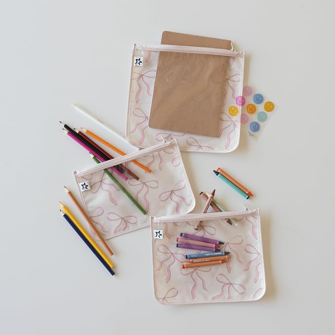Tiny Twinkle Diaper Bag Organizing Pouches|3 Pack Mess-Proof Clear Front Travel Organizer Bags&TSA Approved Toiletry Bag Set for Baby and Mom Essentials