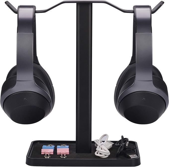 Avantree Neetto HS908 - Dual Headphones Stand for Desk, Aluminum Alloy & Metal Gaming Headsets Holder Hanger