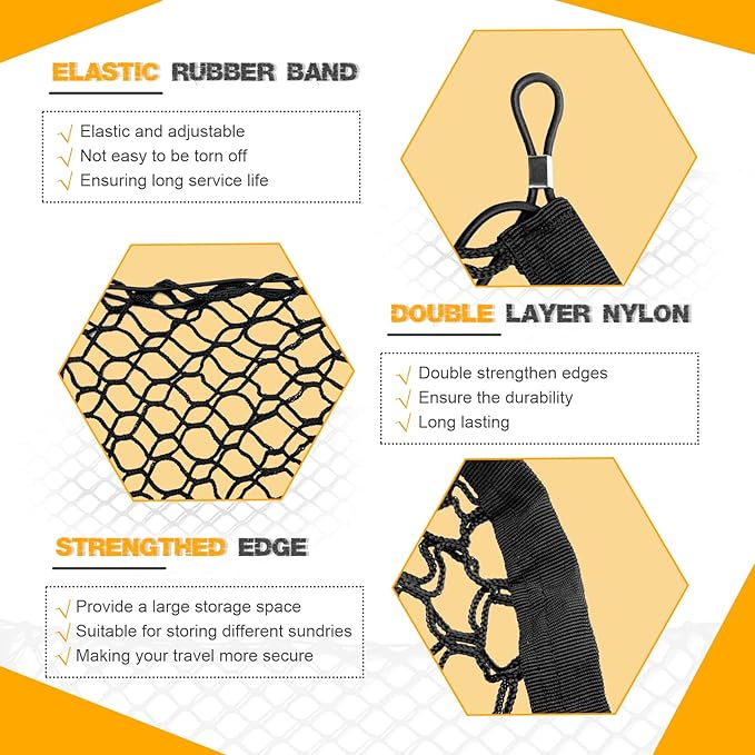 Car Cargo Net, Trunk Cargo Storage Organizer - Stretchable with Hooks, SUV & Car Interior Accessories (35.4x15.8 Inch)