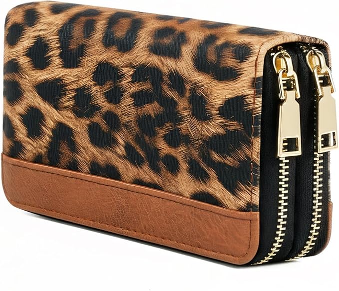 Leopard Animal Print Wallets for Women Large Capacity Cheetah Purse Ladies Credit Card Holder Money Organizers