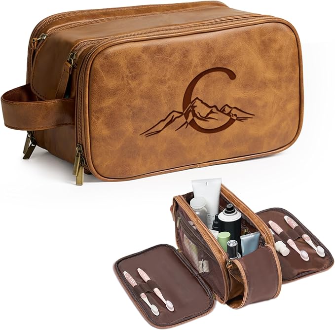 Janhavi Travel Essentials for Men, Waterproof Travel size Toiletries Bag, Cruise Essentials, Travel Bag, Mens Toiletry Travel Bag, Men's Accessories Case, Gifts Box for For Men Husband (Brown C)