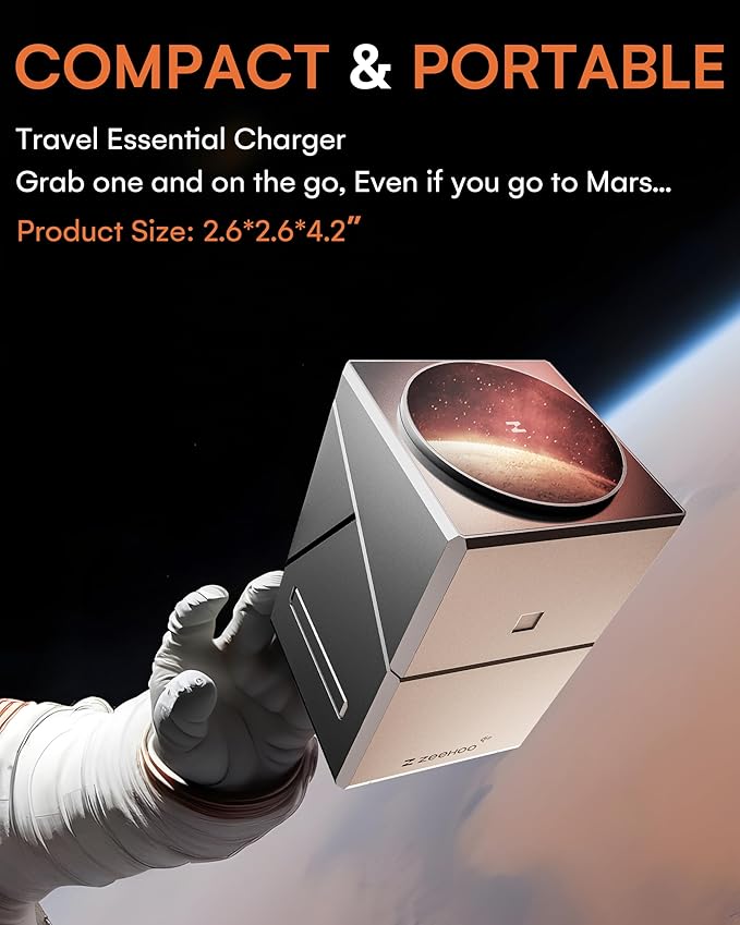ZEEHOO 3 in 1 Charging Station for Apple, Mag-Safe for iPhone Charger, Qi2 Certified Rotating Wireless Charger Stand for iPhone 17,16,15,14,13,12 Series, Apple Watch, AirPods (USB-C Charger Included)