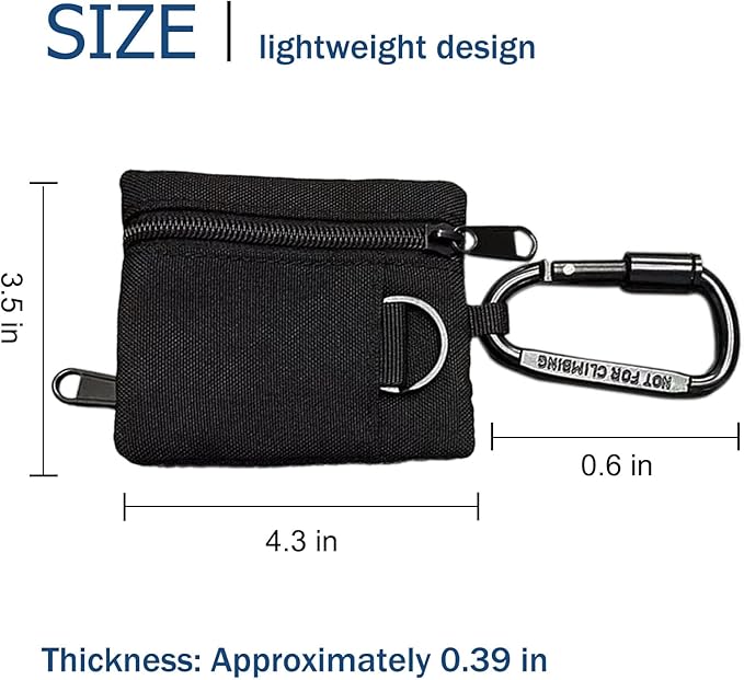 3 Pack Tactical EDC Keychain Pouch, Mini Wallet with Upgraded D-Ring - Military Mini Molle Utility Organizer for Outdoor, Hiking, Camping, Belt Gear, Zipper Pocket Bag