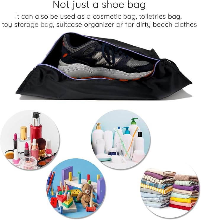 Ecoright Shoe Bags for Travel, Set of 2, 100% Recycled Water-Resistant Zipper Pouch Bags, Shoe Bags for Storage, Travel Essentials for Men & Women