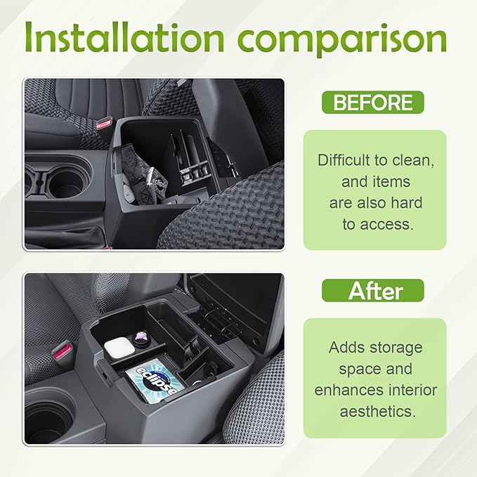 HGWEI Upgrade Center Console Organizer Compatible with 2005-2021 Nissan Frontier Interior Accessories Middle Armrest Storage Box Insert Compartment Tray Hidden Storage Space with Rubber Mats, Black