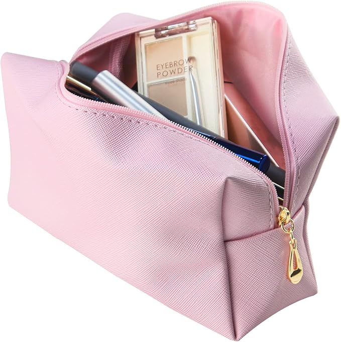 Small Makeup Bag Portable Cosmetic Bag for Women Makeup Pouch Waterproof Toiletry Bag for Travel (Bright Pink, Normal)