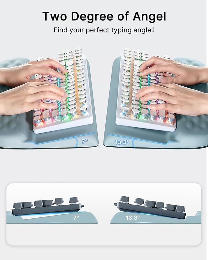 Laborio Keyboard Wrist Rest Stand for Desktop, 2 Angle Ergonomic Computer Keyboard Holder Stand, Key Board Riser with Wrist Support, Arm Rest for Office, Home, Desk(Blue)