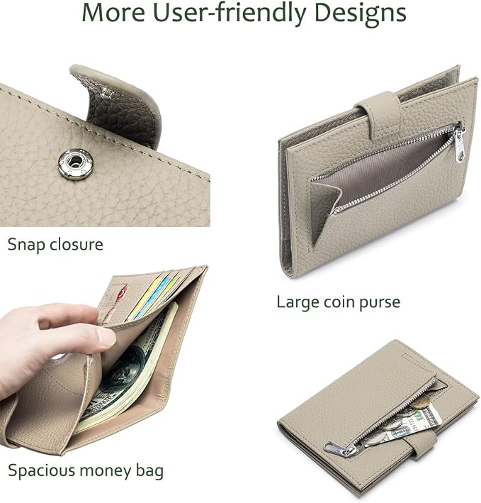 RFID Blocking Passport Wallet for Women, Leather Travel Wallet | Slim Leather Passport Cases for Travel with 1 Passport Slot & 3 Card Slots, Coin Pocket & SIM Slot Elephant Gray