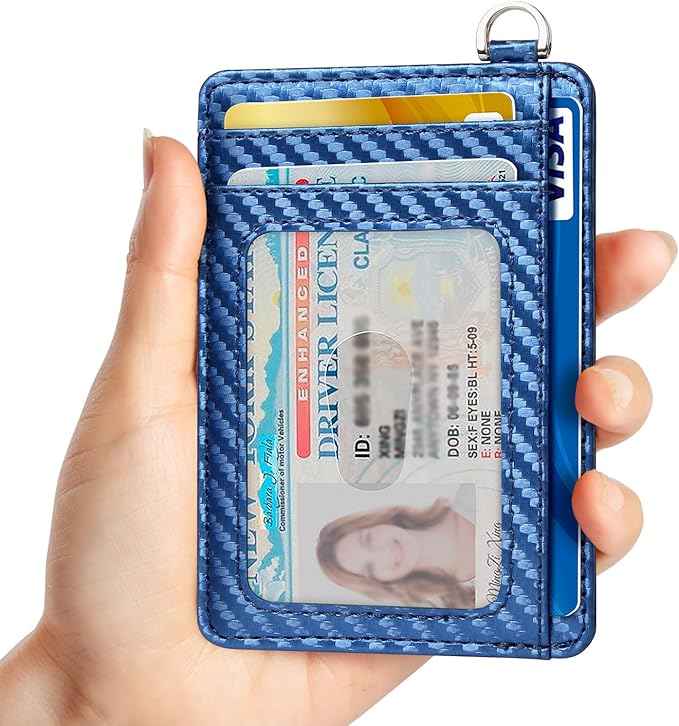 EcoVision Slim Minimalist Front Pocket Wallet, RFID Blocking Credit Card Holder Wallet with Detachable D-Shackle for Men Women