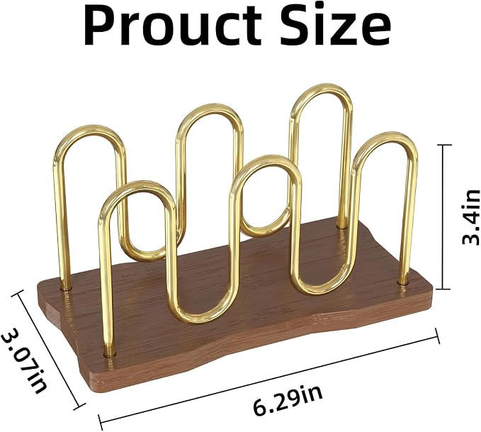 Mail Holder Organizer Countertop, Metal Mail Sorter for Desk, Cutout Mail Storage Bills Organizer Letter Tray Design with Bamboo Base for Home Office (Walnut)