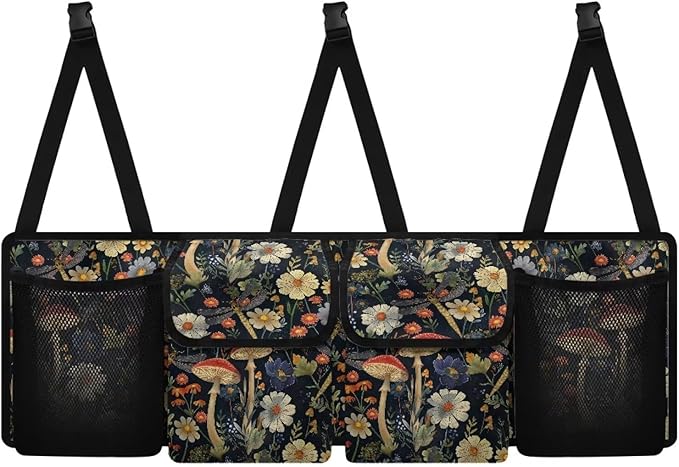 Mushroom Daisy Car Trunk Organizer, Backseat Hanging Organizer with 4 Waterproof Storage Bag Vehicle Storage Container for SUV Sedan Truck MPV