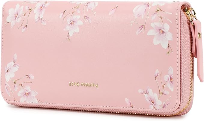 Pomelo Best Womens Wallet RFID Blocking Leather Multi Credit Card Large Capacity Wristlet Zip Around Long Wallets for Lady